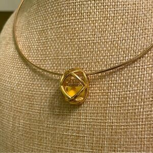 Stunning Joan Rivers Structured Gold Necklace with Citrine coloured crystal